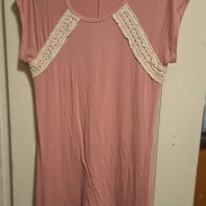 Pink Lace Trim Women's Top